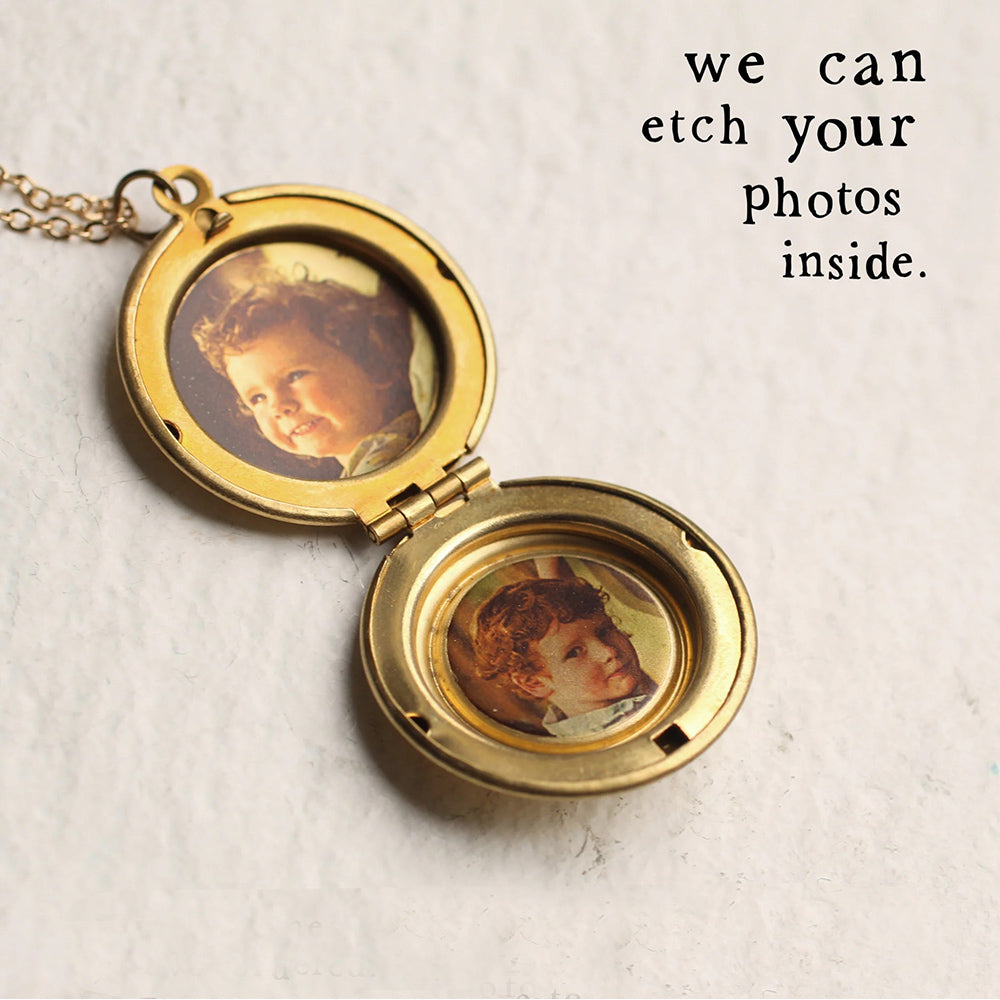 Thistle Flower Locket with Photos, Antique Scottish Botanical Necklace, Personalized Custom Memorial Bereavement Gift, 40th Birthday Gift