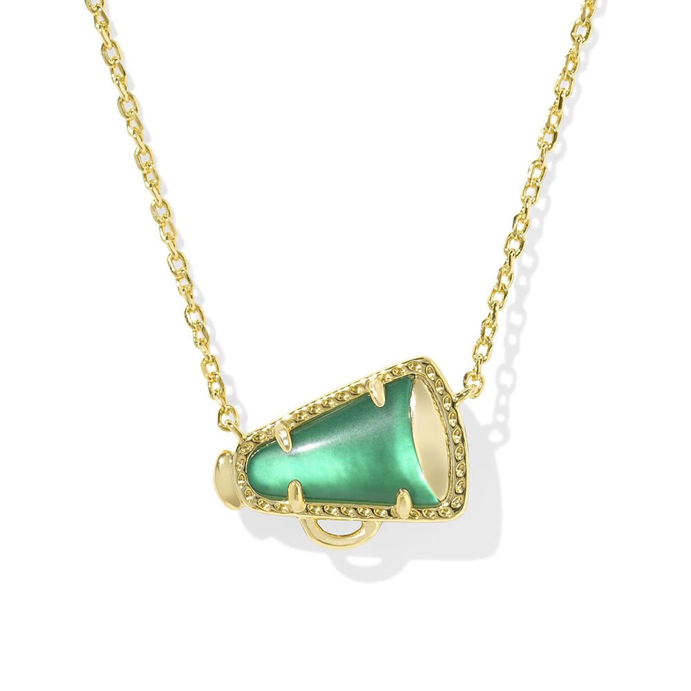 Gold Cheer Megaphone Pendant Necklace, Stylish Gift for Team Spirit and Sports Lover