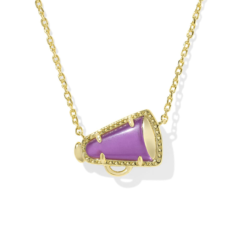 Gold Cheer Megaphone Pendant Necklace, Stylish Gift for Team Spirit and Sports Lover