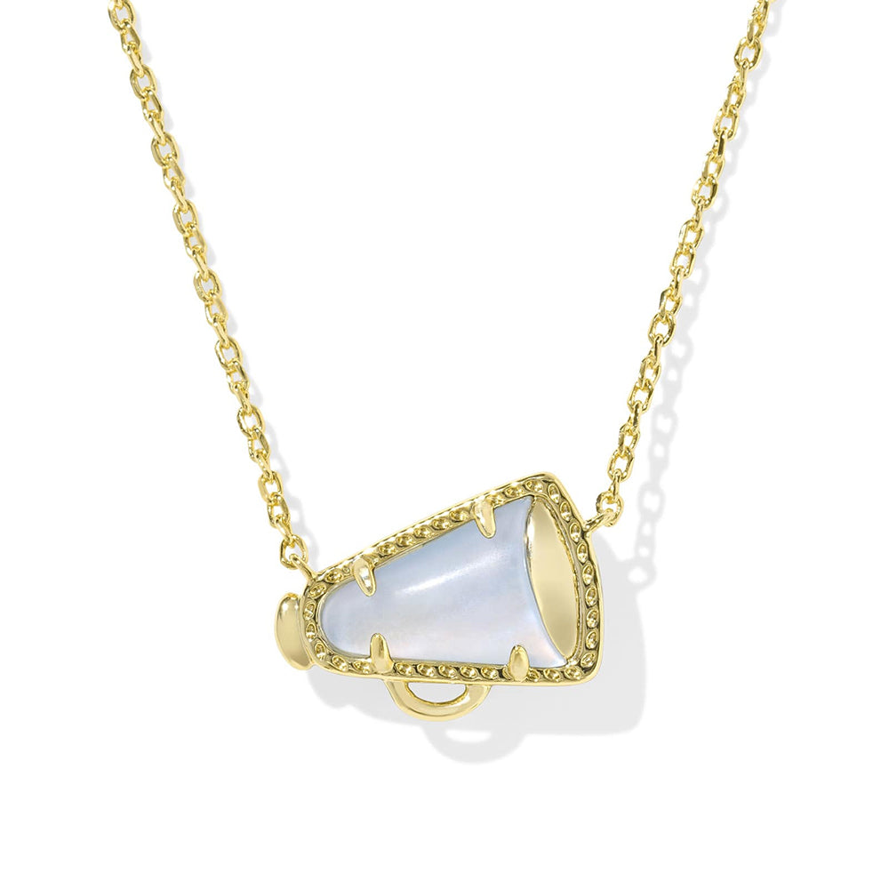 Gold Cheer Megaphone Pendant Necklace, Stylish Gift for Team Spirit and Sports Lover