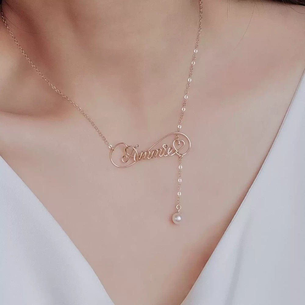 Personalized Pearl Necklace with Custom Name Initial, 18K Gold Filled Chain, Dainty Mother's Day Gift, Jewelry for Women