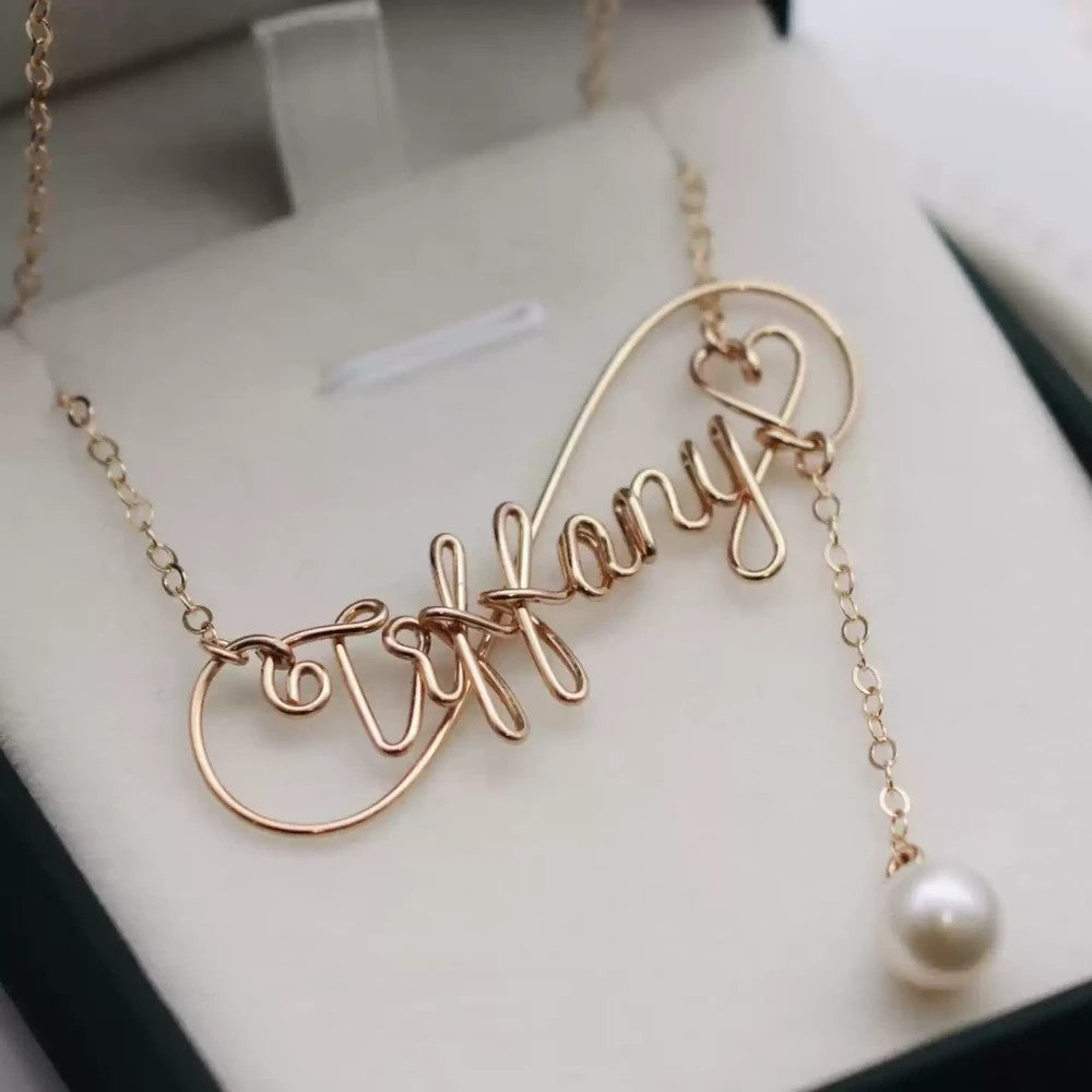 Personalized Pearl Necklace with Custom Name Initial, 18K Gold Filled Chain, Dainty Mother's Day Gift, Jewelry for Women