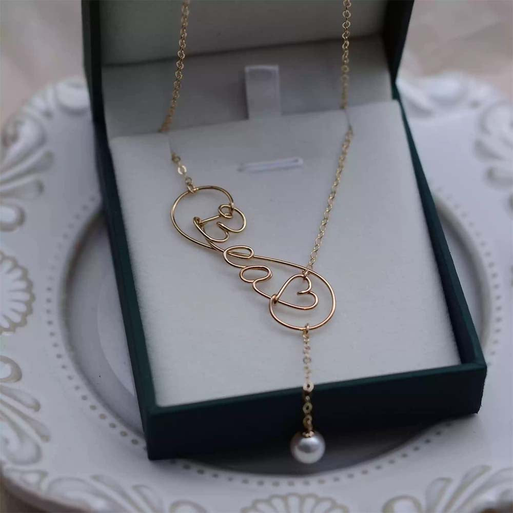 Personalized Pearl Necklace with Custom Name Initial, 18K Gold Filled Chain, Dainty Mother's Day Gift, Jewelry for Women