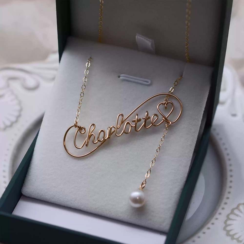 Personalized Pearl Necklace with Custom Name Initial, 18K Gold Filled Chain, Dainty Mother's Day Gift, Jewelry for Women