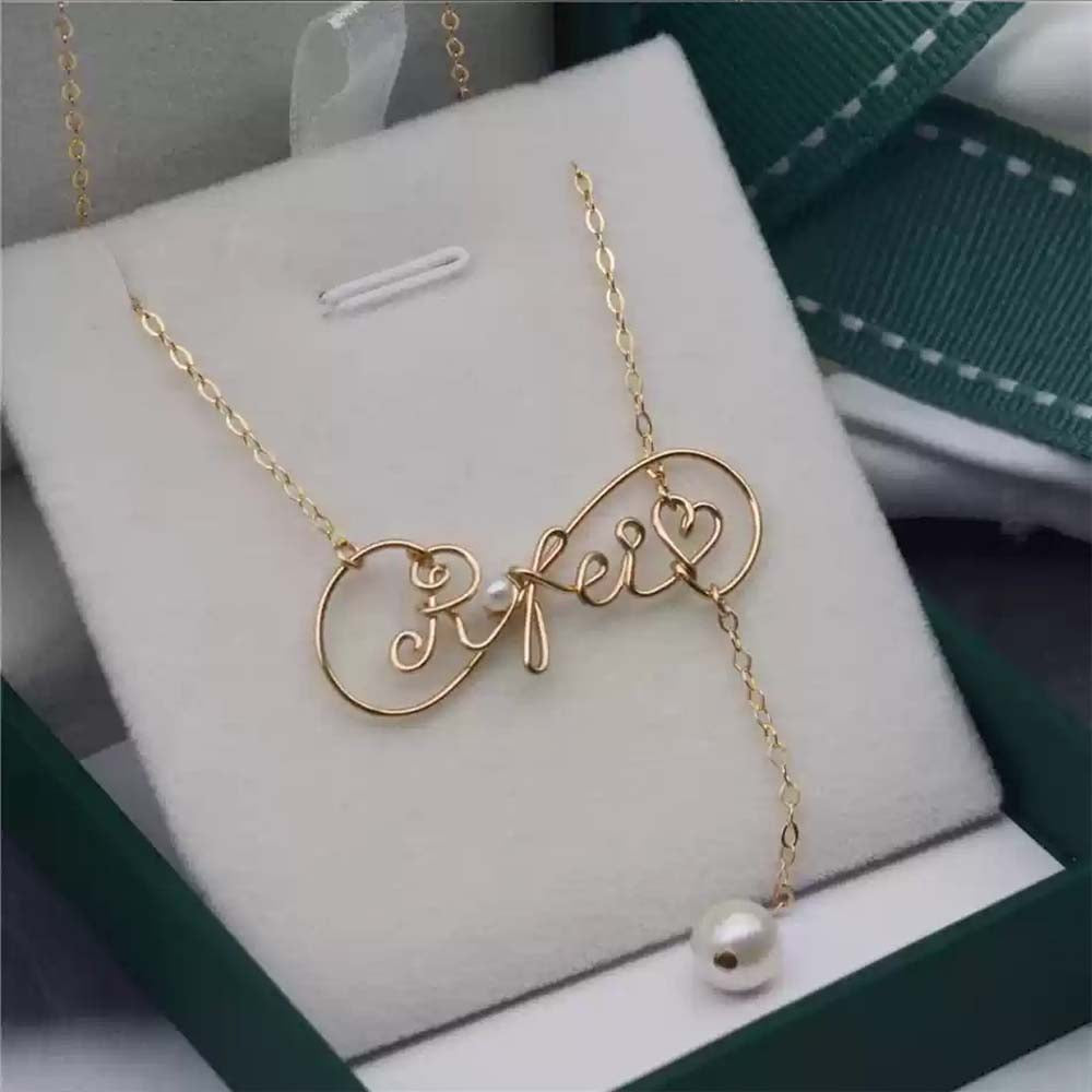 Personalized Pearl Necklace with Custom Name Initial, 18K Gold Filled Chain, Dainty Mother's Day Gift, Jewelry for Women