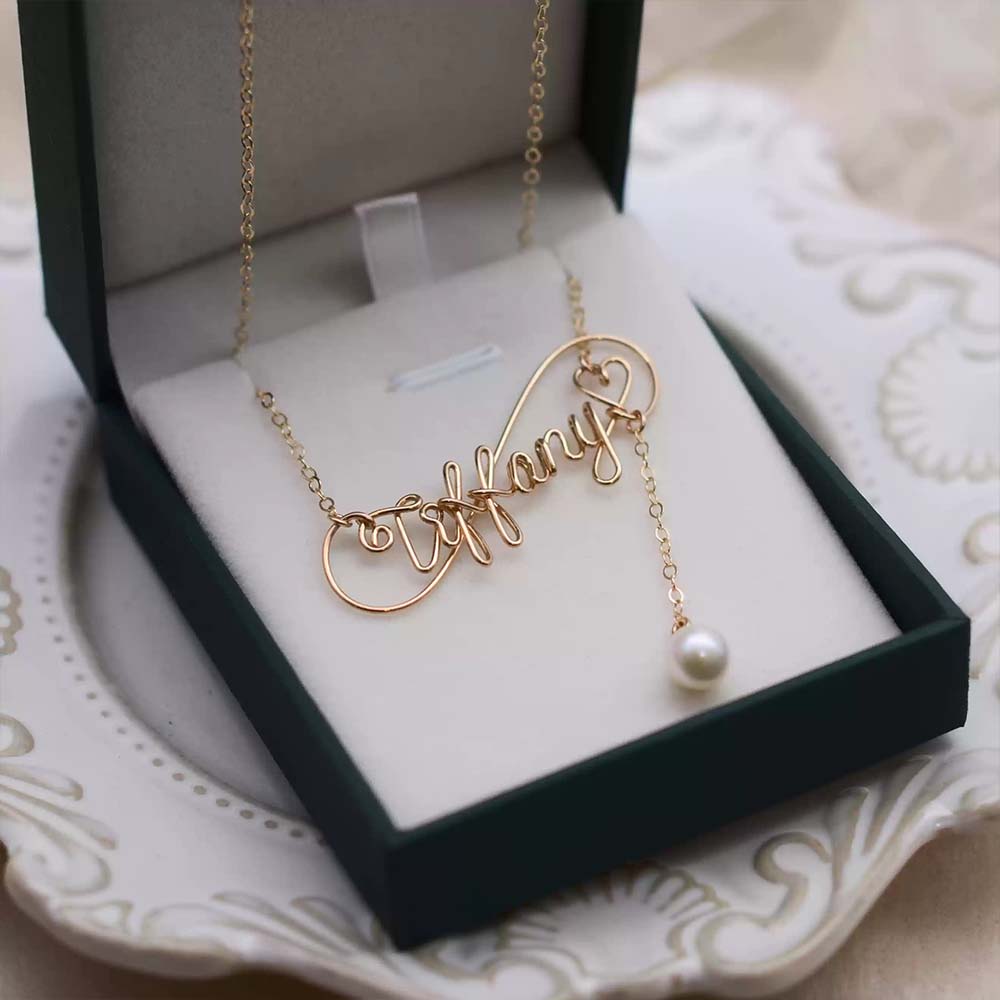 Personalized Pearl Necklace with Custom Name Initial, 18K Gold Filled Chain, Dainty Mother's Day Gift, Jewelry for Women