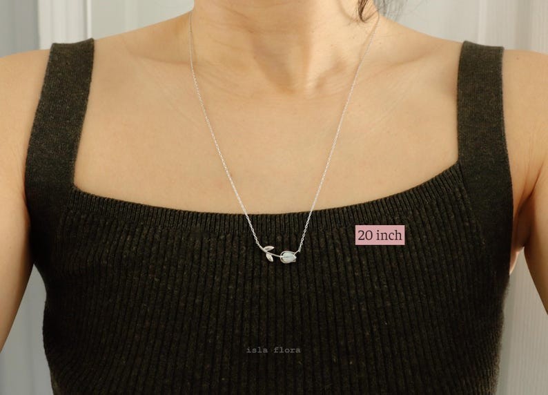 Dainty Enclosed Opal Tulip Wrap Necklace, Simple, Gold, Silver Elegant Aesthetic, Minimal Jewelry, bridesmaid, Delicate, Layering Her Gift
