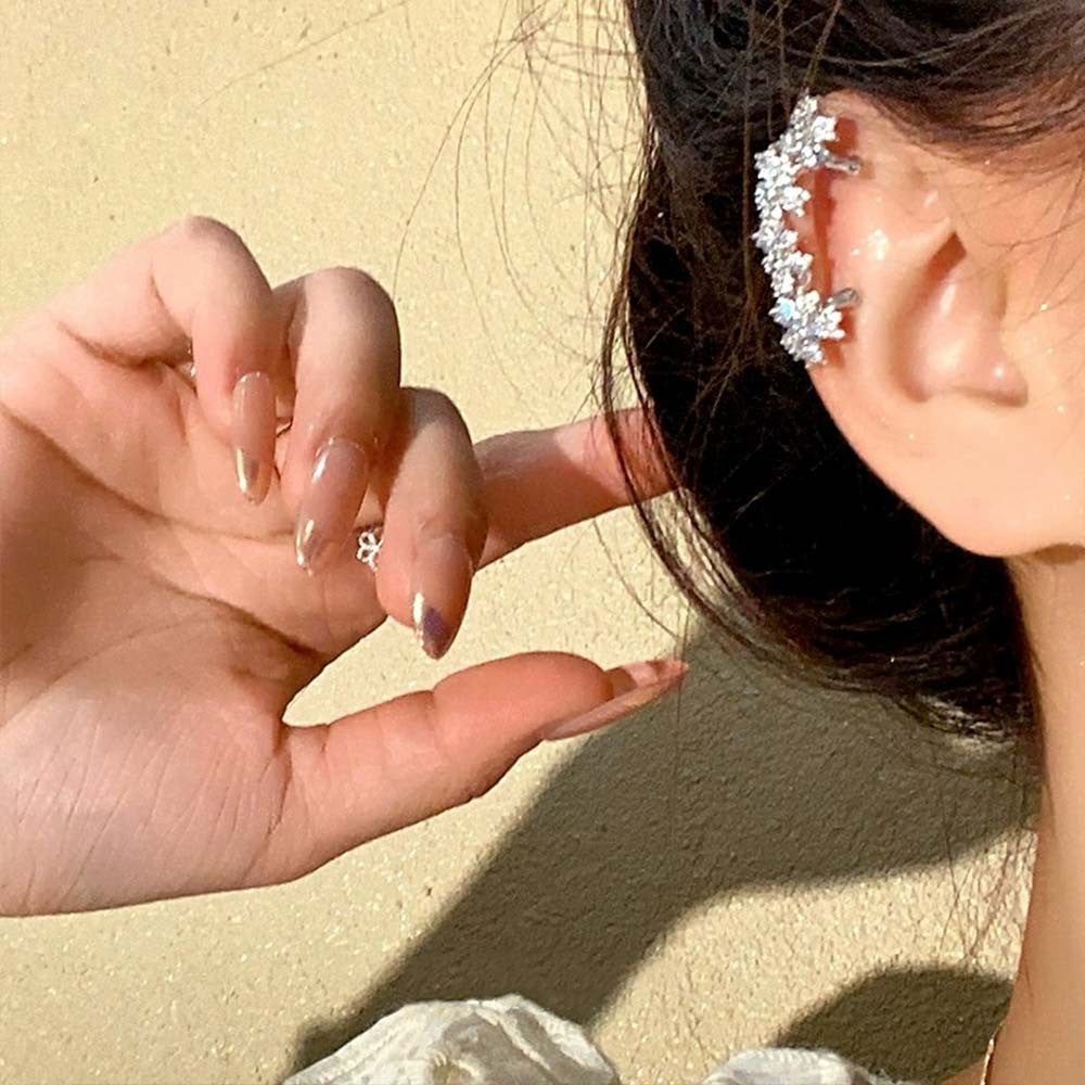 Colorful Crystal Flower Ear Cuff – Non-Pierced Cartilage Earrings, No Piercing Silver or Gold Ear Jewelry, Spiritual Gift for Her