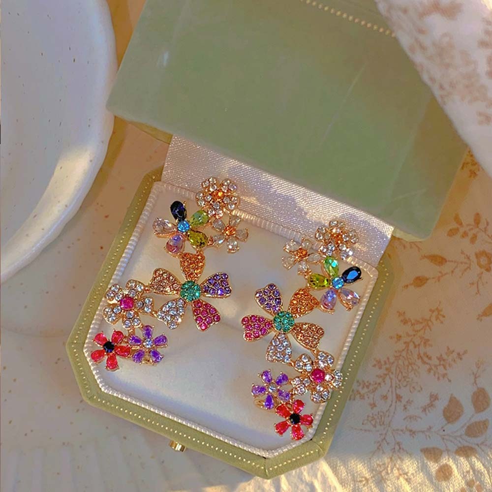 Colorful Crystal Flower Ear Cuff – Non-Pierced Cartilage Earrings, No Piercing Silver or Gold Ear Jewelry, Spiritual Gift for Her