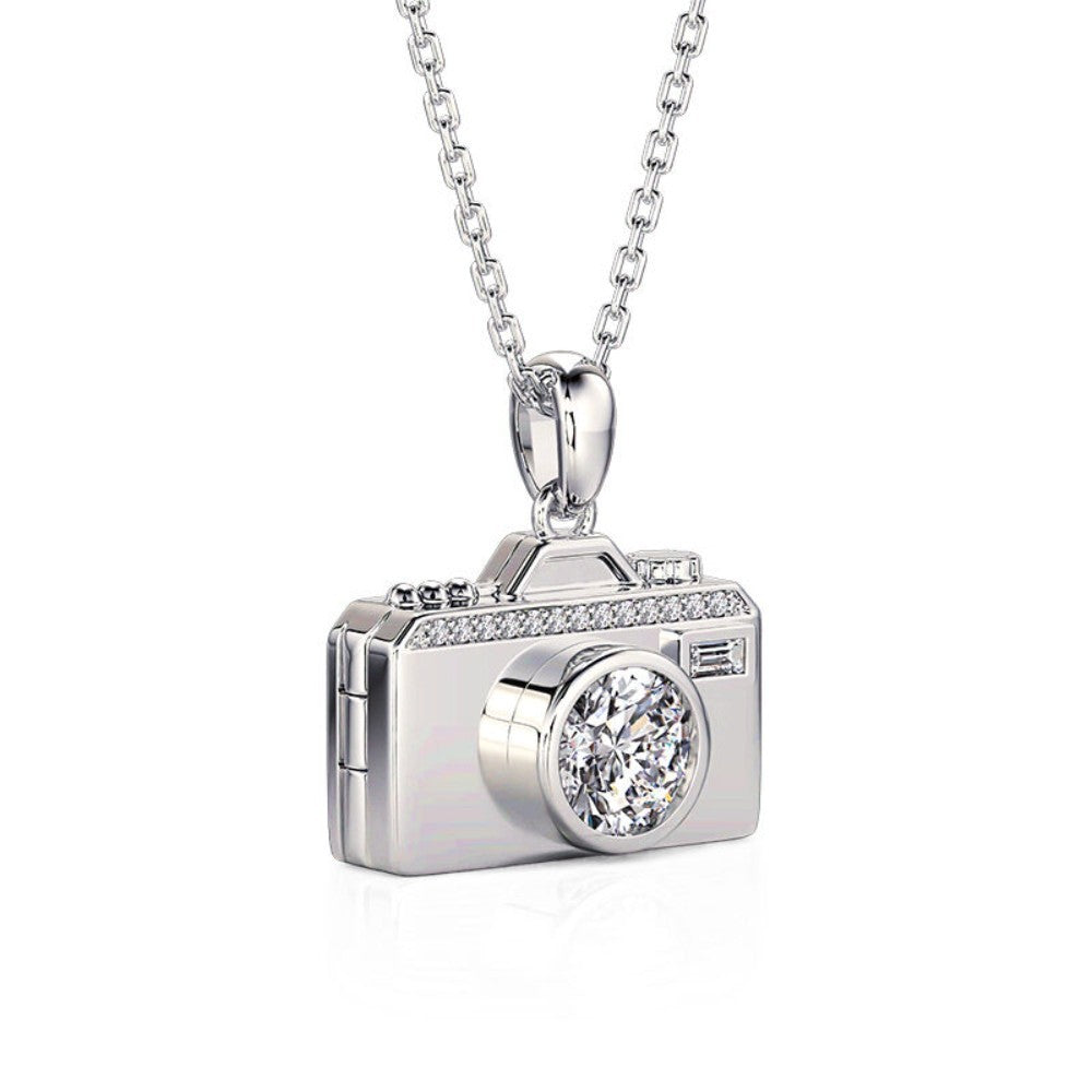 Unique Camera Custom Photo Locket Necklace – Vintage Pendant with Dual Photo Compartments, Personalized Memory Jewelry Gift for Women
