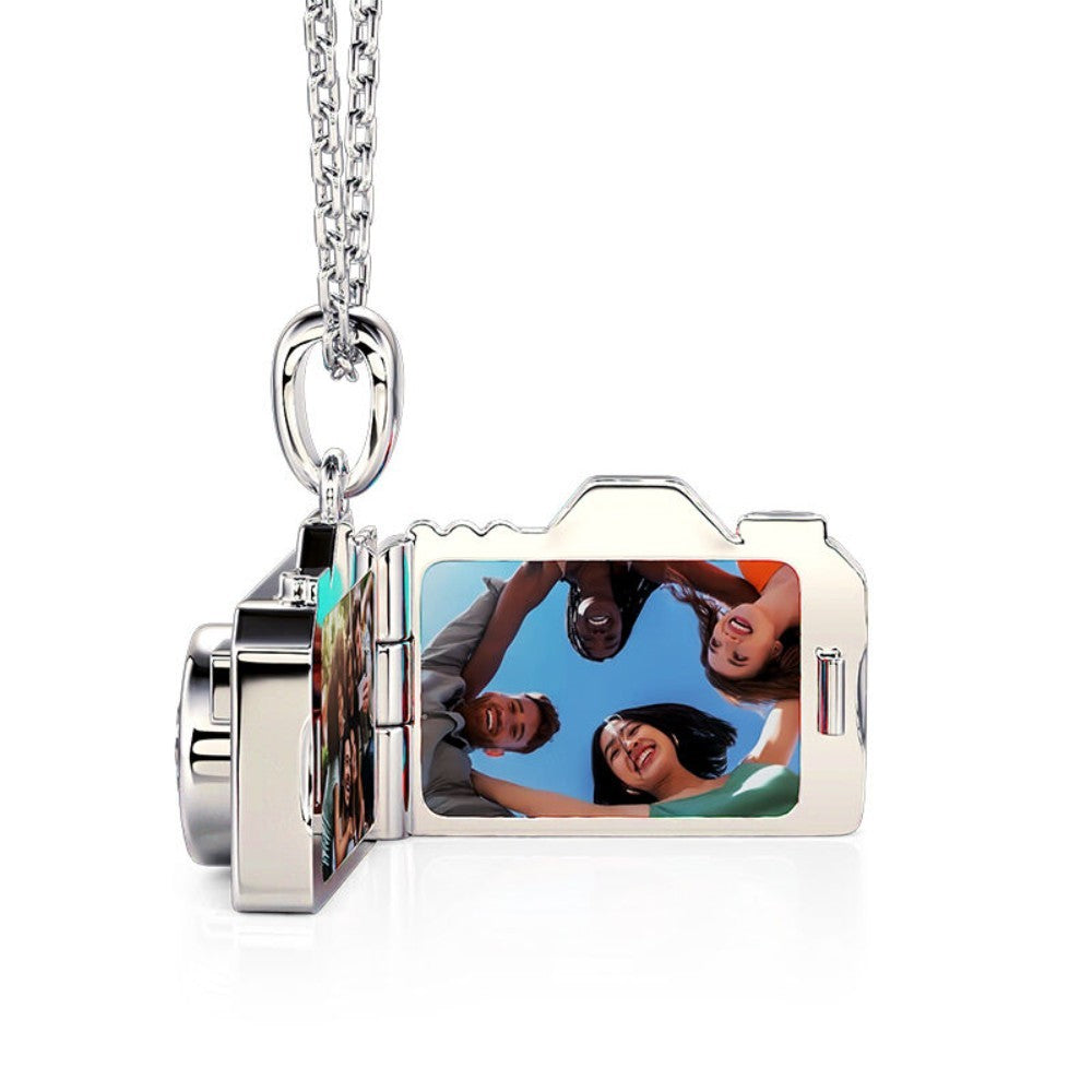 Unique Camera Custom Photo Locket Necklace – Vintage Pendant with Dual Photo Compartments, Personalized Memory Jewelry Gift for Women