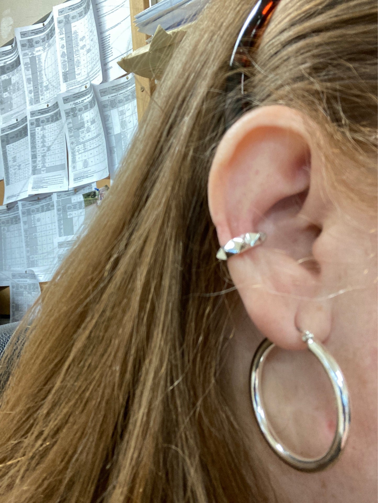 Sterling Silver Pyramid Ear Cuff Earring Ear Wrap Earrings Modern Jewelry Gift for Her - ECU011
