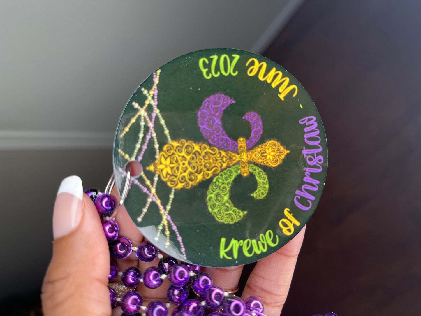 SINGLE-SIDED Mardi Gras Necklace Medallions - Customized with Full Color artwork (use a pre-made design or send in your own). Bulk packs.