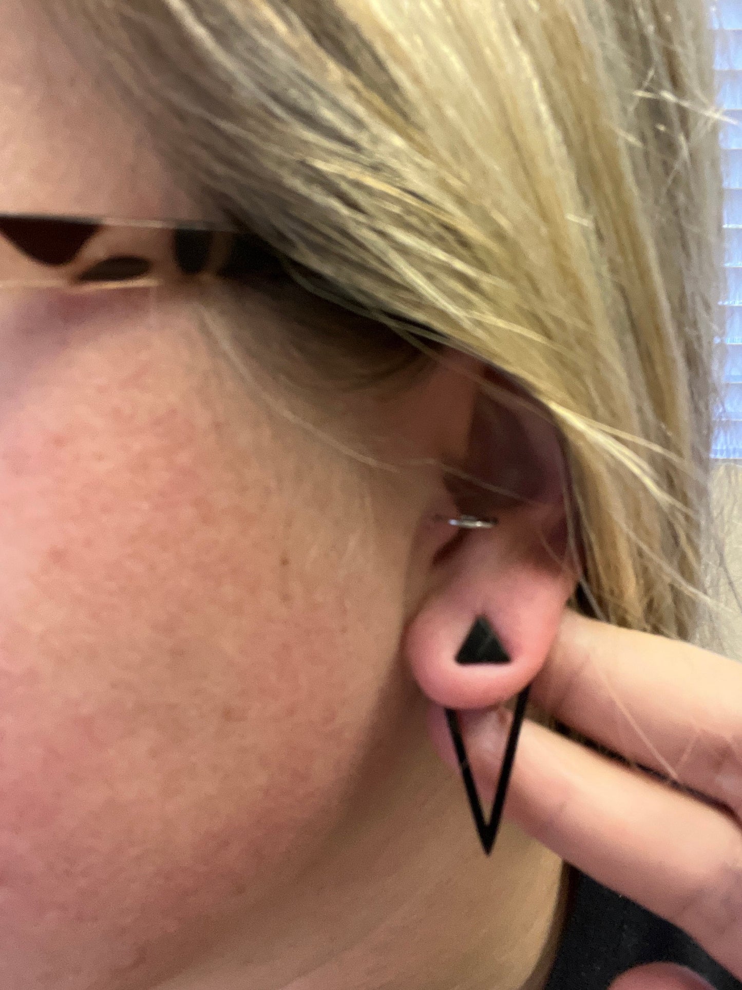 Front and back triangle earrings, triangle earrings, Ear jacket earrings, Gothic earrings, Black earring unisex earrings, geometric earring