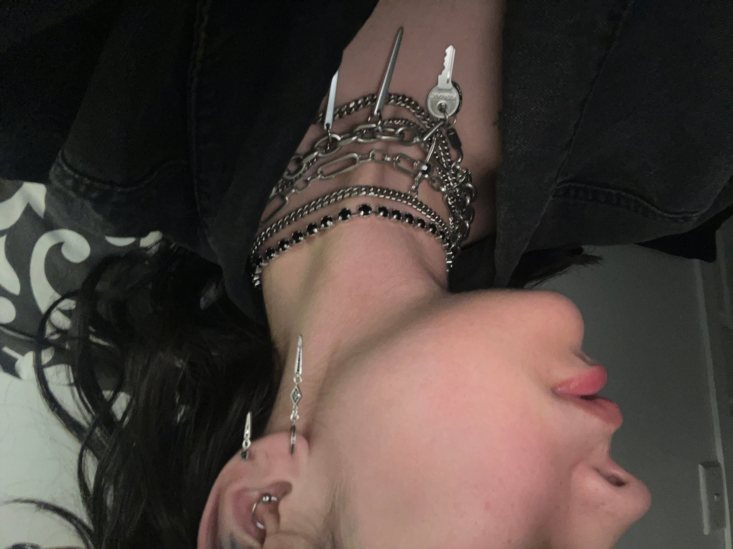 Dangle stack earrings, sterling hoop Earrings set, spike stacking Earrings for everyday, dangling earrings, grunge, goth, gothic earrings
