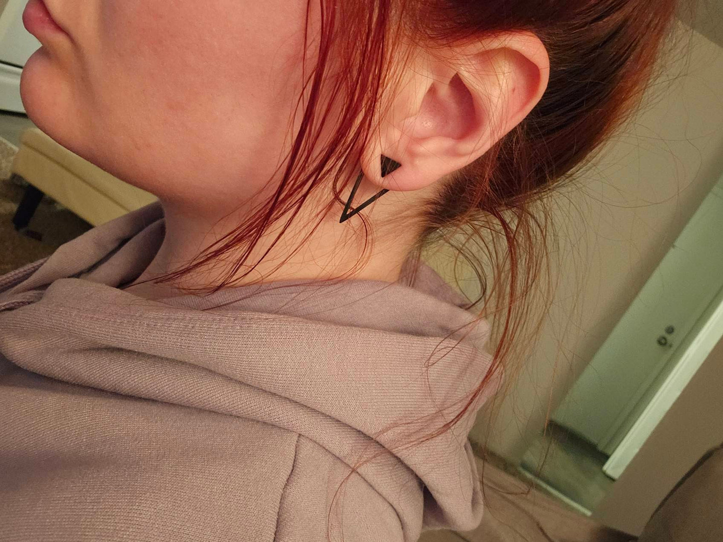 Front and back triangle earrings, triangle earrings, Ear jacket earrings, Gothic earrings, Black earring unisex earrings, geometric earring