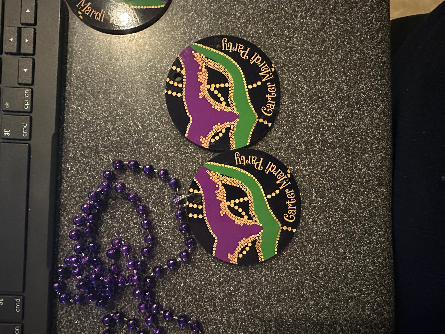 SINGLE-SIDED Mardi Gras Necklace Medallions - Customized with Full Color artwork (use a pre-made design or send in your own). Bulk packs.