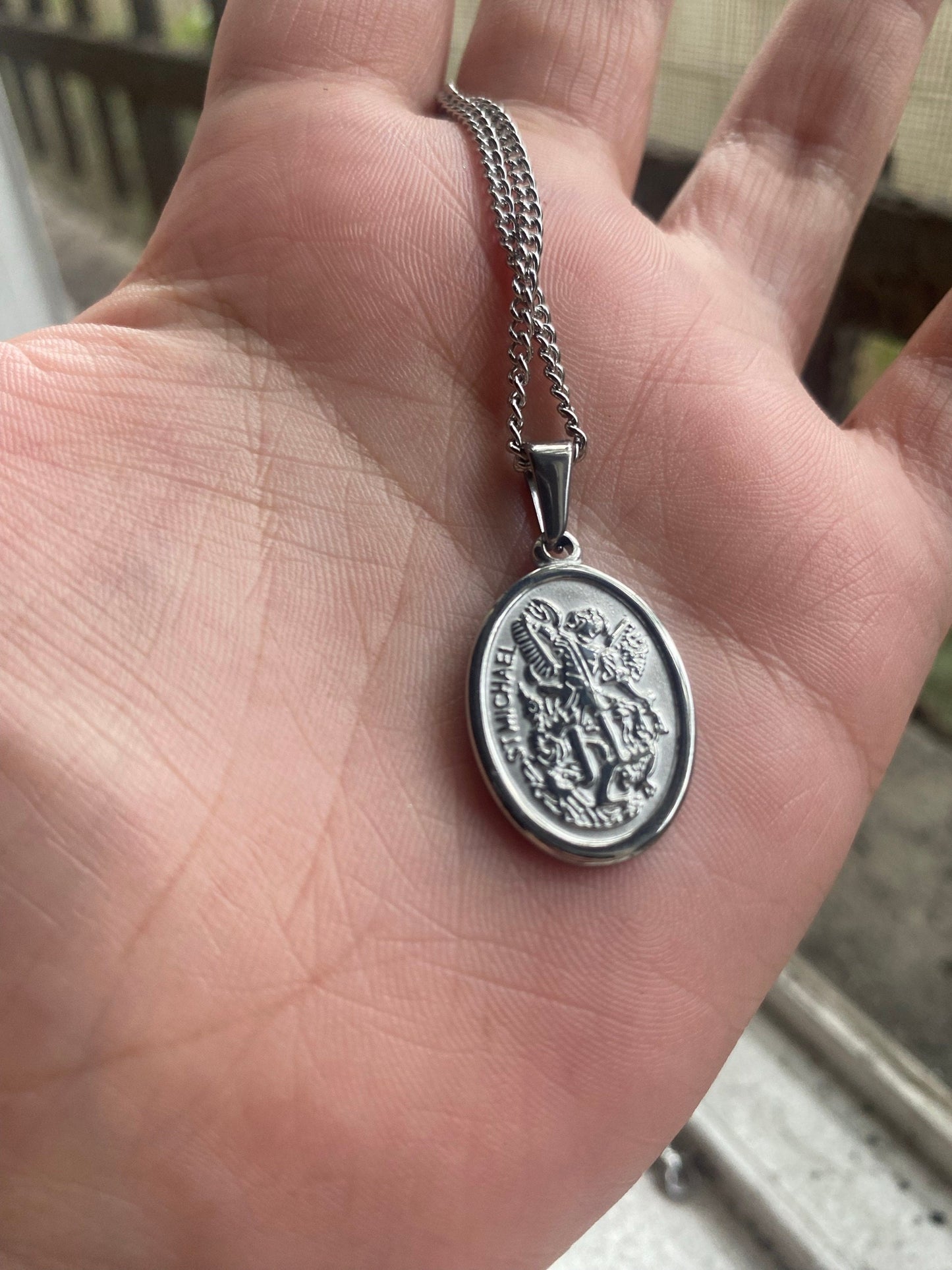 18k Gold St Michael Pendant Saint Michael Medal Man Pendant Man Necklace for Men Pendant for Men Gold Man Necklace Gift Mans Gift For Dad
