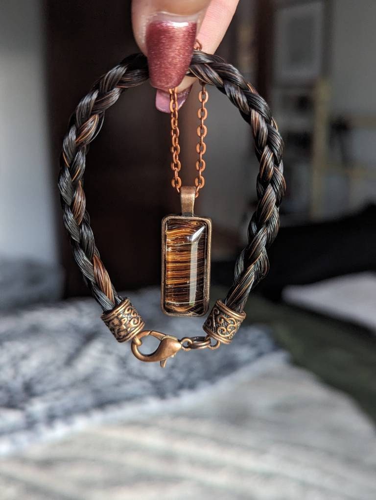 Custom Horse Hair Bracelet and Necklace Gift Set Braided by Equine Keepsakes