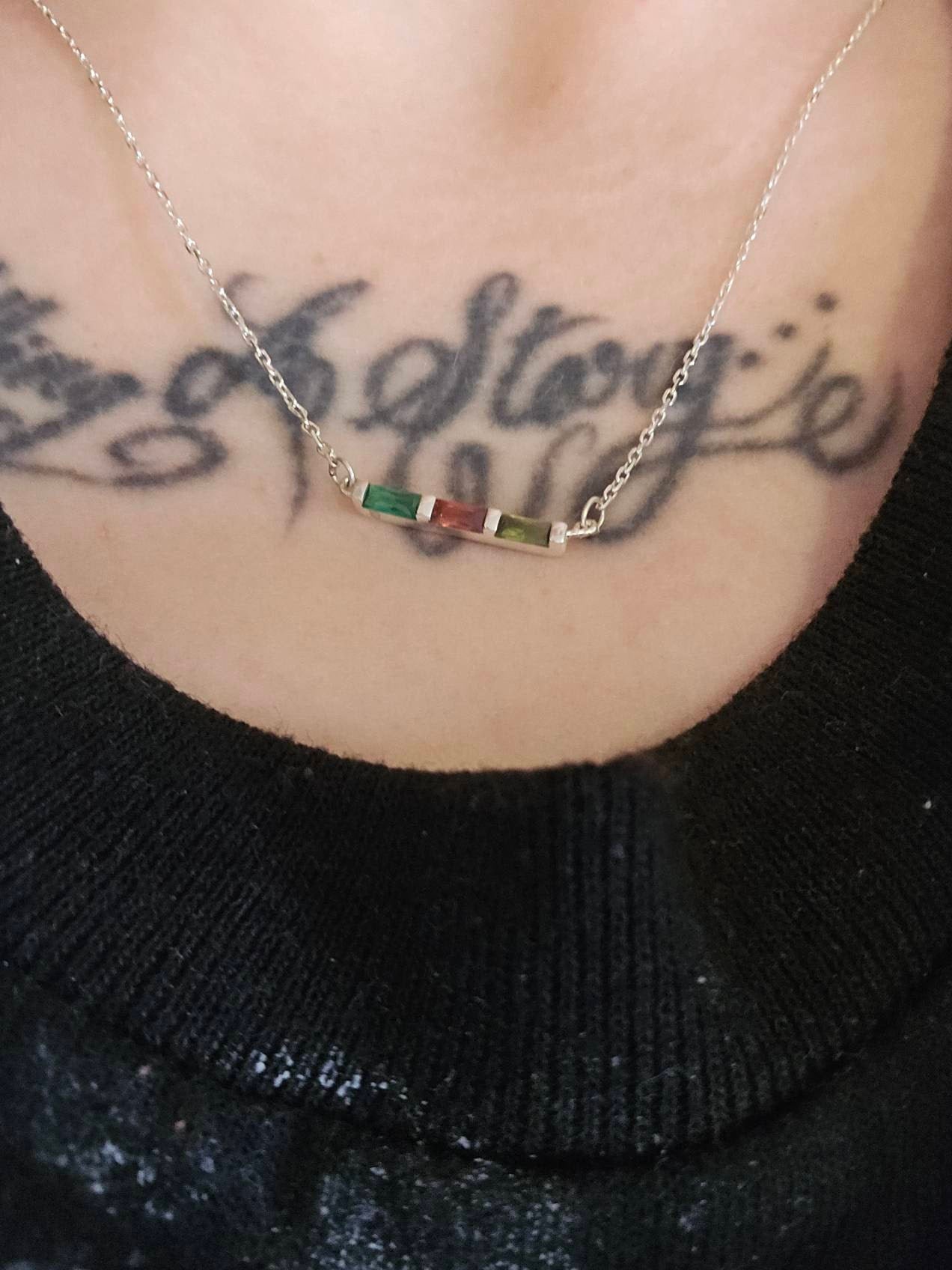 Baguette Birthstone Necklace,Family Birthstone Necklace,Personalized Gift,Mother's Birthstone Jewelry,Mothers Day Gift for Mom,Birthday Gift