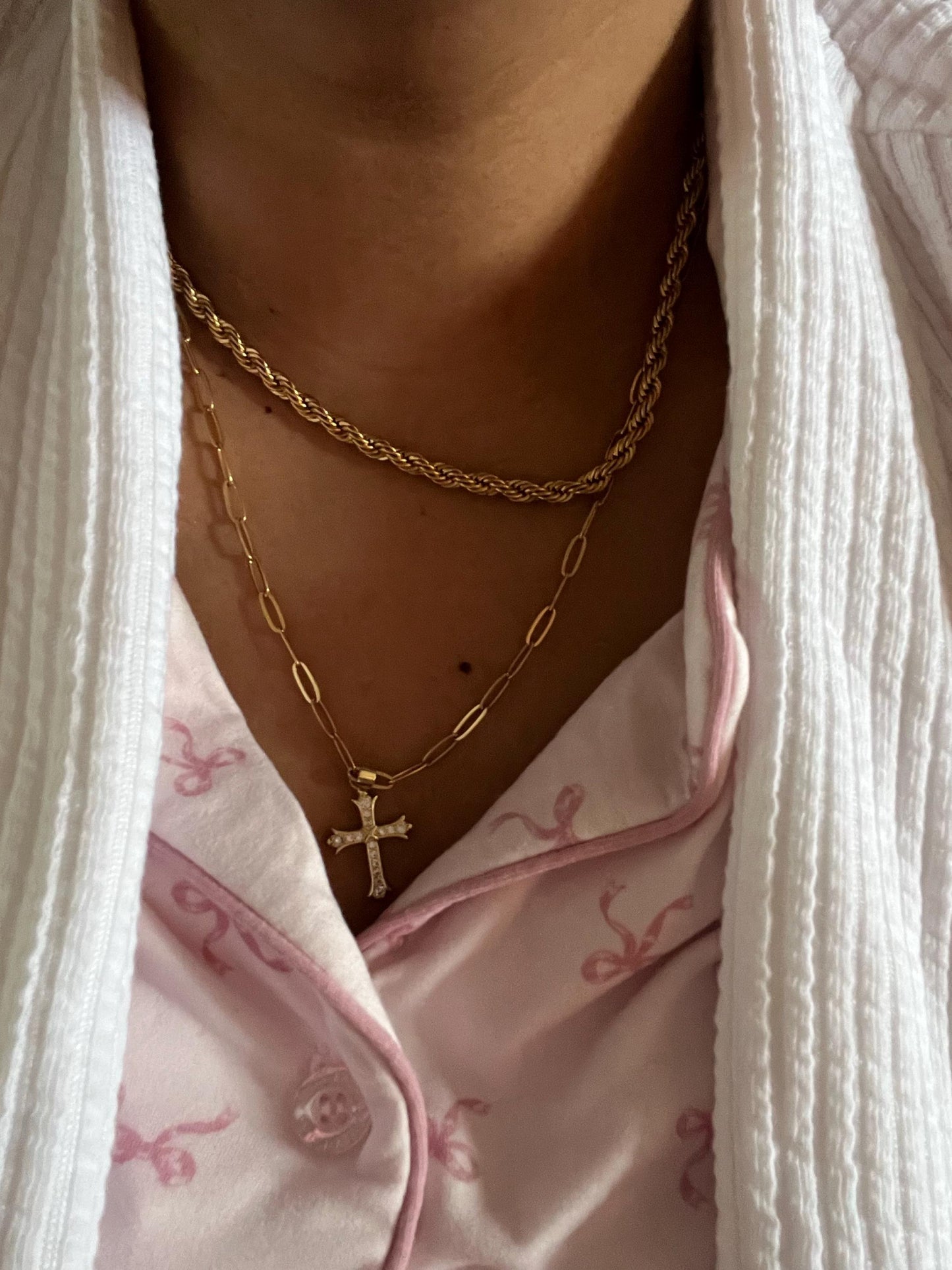 Gold Filled Cross Necklace Gold Religious Cross Charm Unisex Women Men Necklace Pray Christian Faith Pendant WATERPROOF Everyday Jewelry