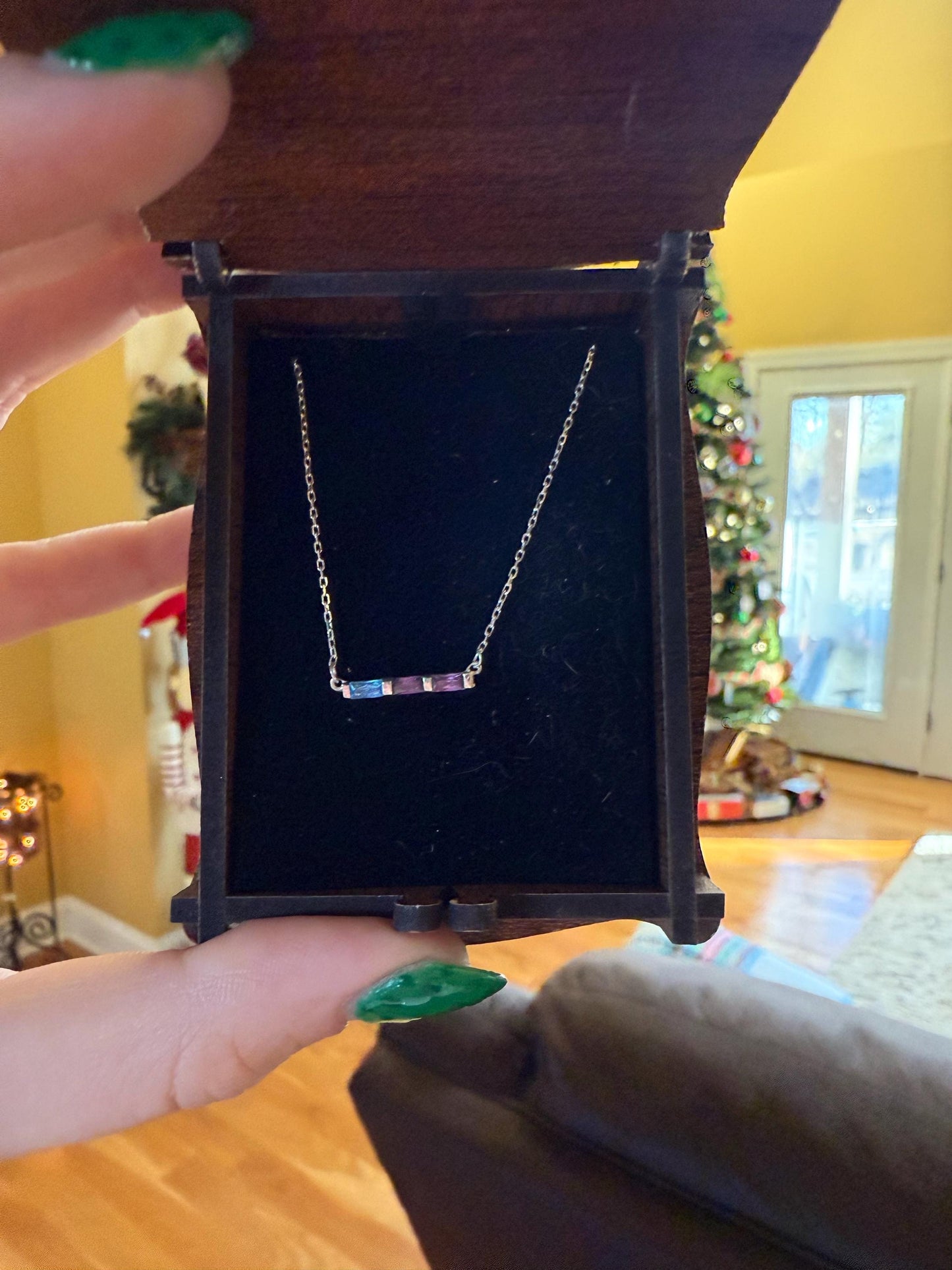Baguette Birthstone Necklace,Family Birthstone Necklace,Personalized Gift,Mother's Birthstone Jewelry,Mothers Day Gift for Mom,Birthday Gift