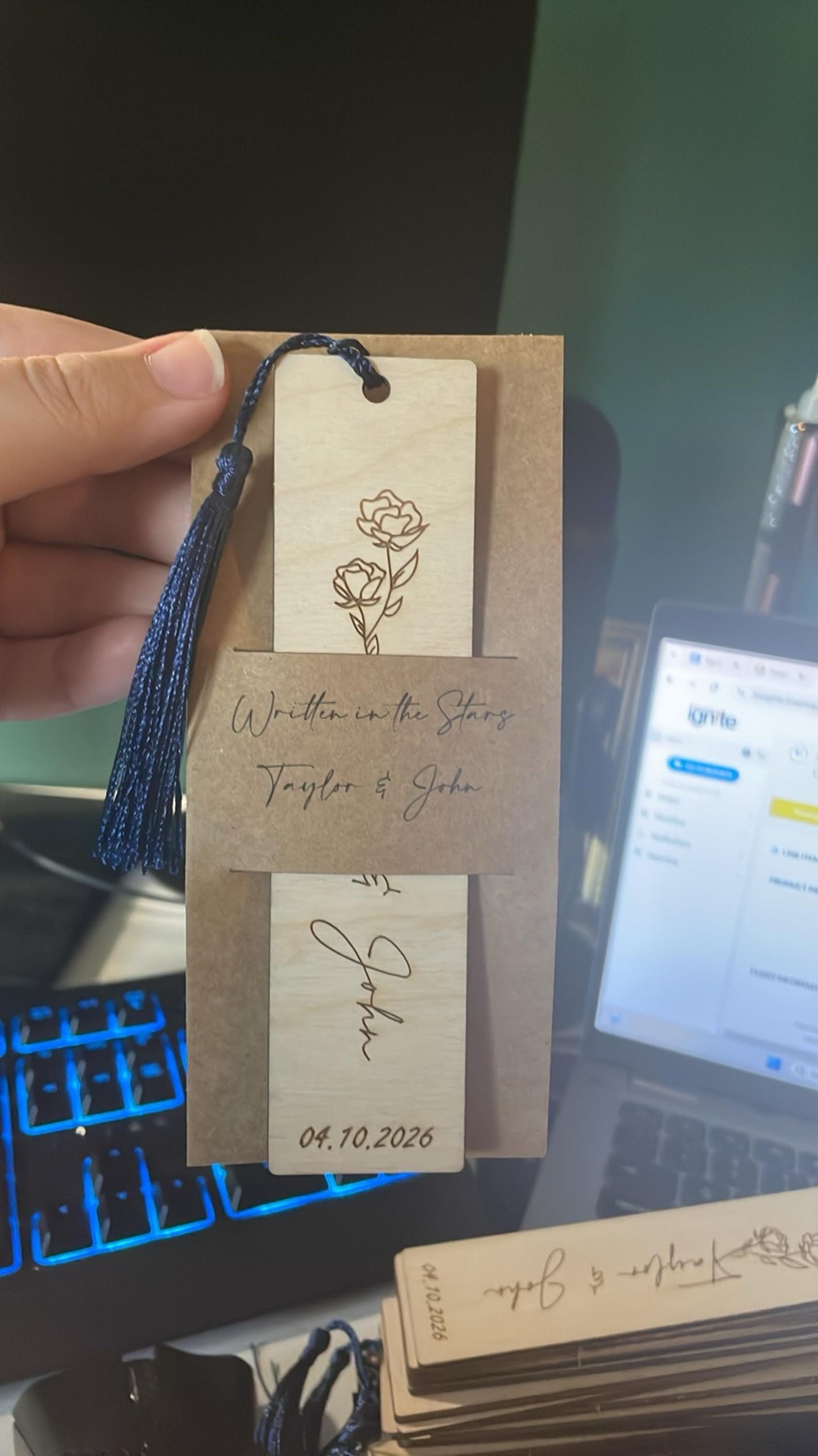 Personalized Wooden Bookmarks - Custom Wedding Favors, Party Gifts, Bridal Shower Keepsakes, Save the date