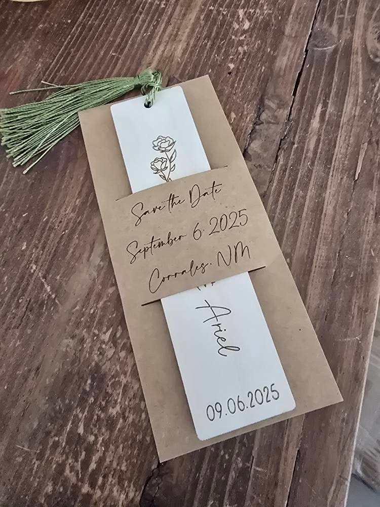 Personalized Wooden Bookmarks - Custom Wedding Favors, Party Gifts, Bridal Shower Keepsakes, Save the date