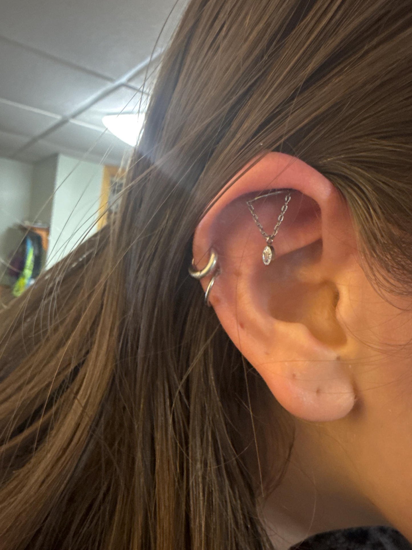 Titanium Vertical Dangle Hidden Helix Piercing, Threaded Flat Back Stud Earrings, Hidden Rook/Cartilage/Conch/Tragus/Helix Drop Earring