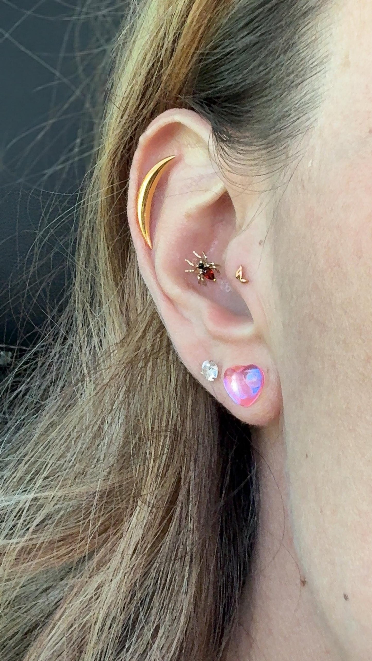 Cartilage Earring Crescent Moon Helix Earring 20G 18G 16G Sterling Silver Minimalist Stud Piercing Dainty Jewelry Ear Cuff Earring - CRT001