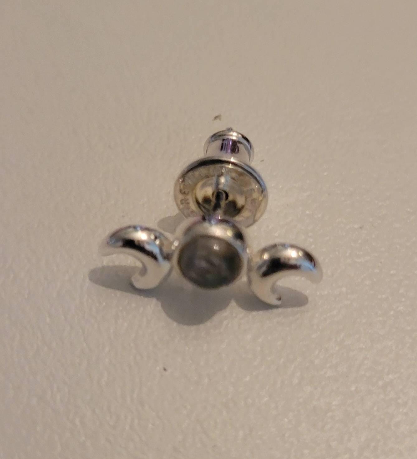 Hecate Symbol Earring • Goddess of Witchcraft and Magic Jewelry • Twin Moons Helix Earring • Moonstone Cartilage Silver Piercing - CRT004