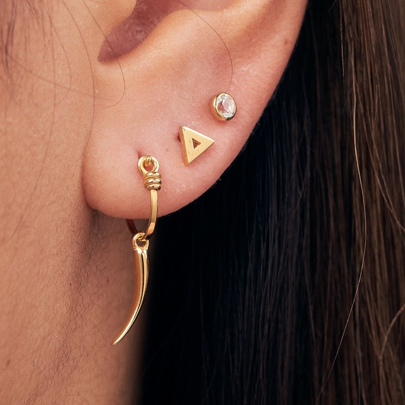 Minimalist Triangle Earrings Geometric Stud Earrings Silver & Gold Earrings Dainty Tiny Stud Earrings Modern Style - CST014