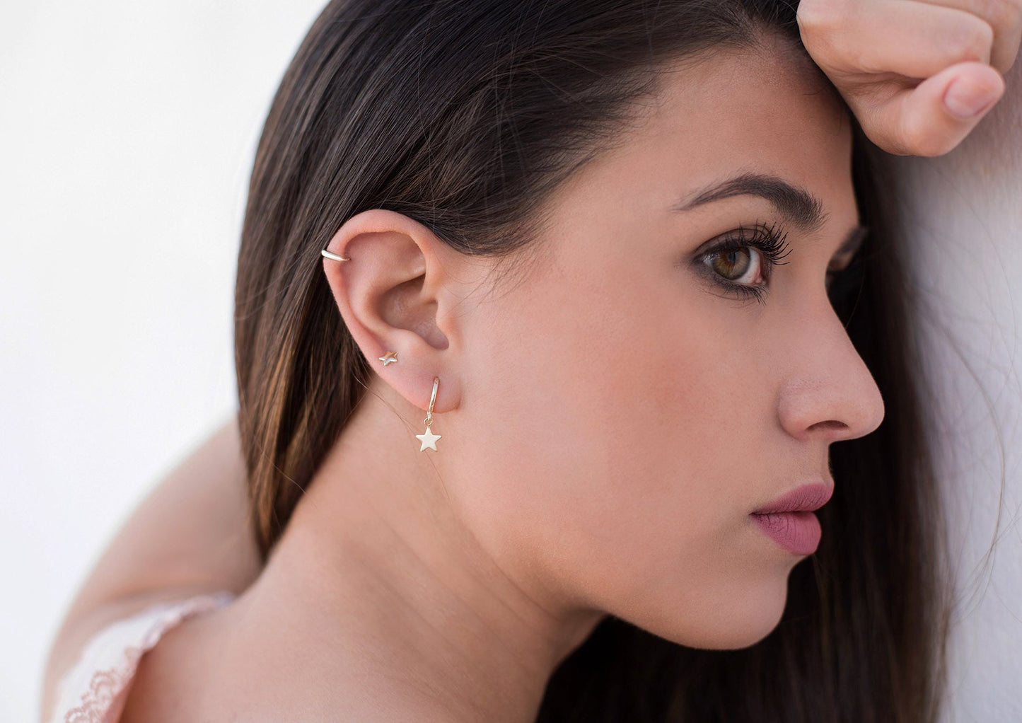 Minimalist & Tiny Second Hole Helix Silver Hoop Earrings - Two sizes available: 6 mm and 9 mm