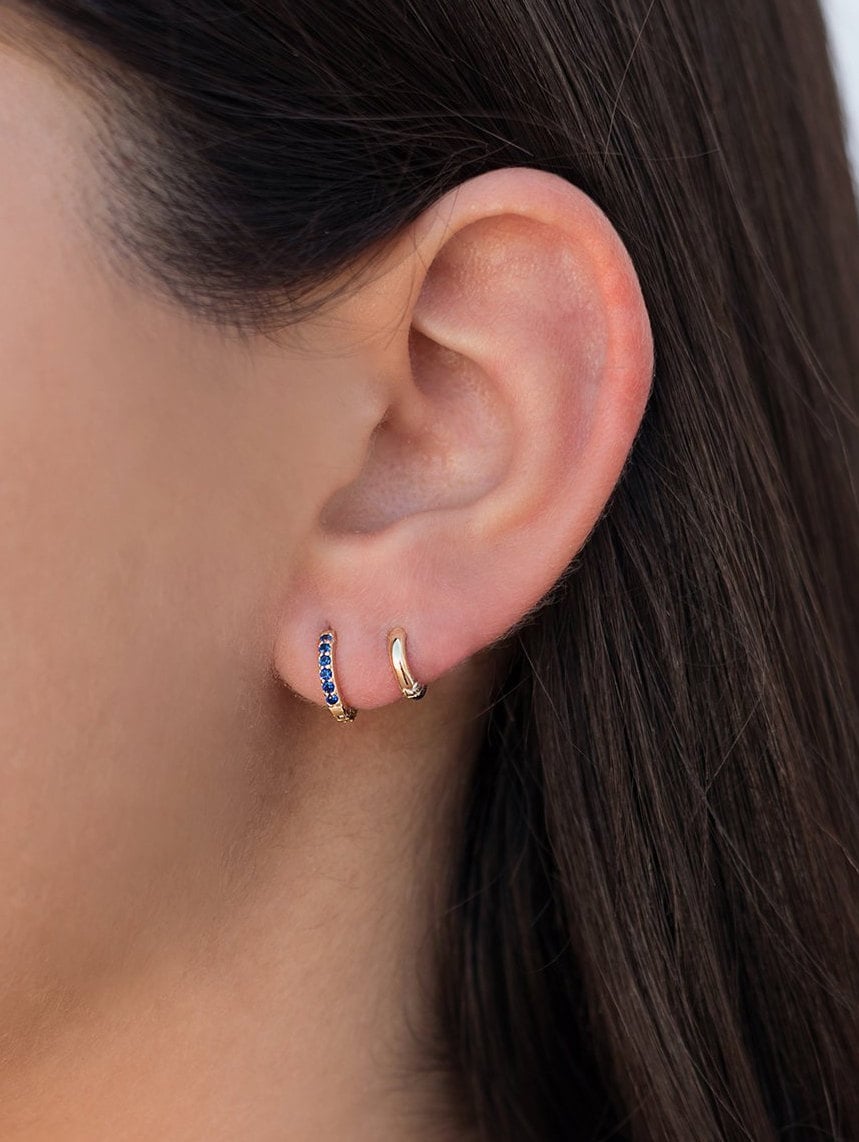 Minimalist & Tiny Second Hole Helix Silver Hoop Earrings - Two sizes available: 6 mm and 9 mm