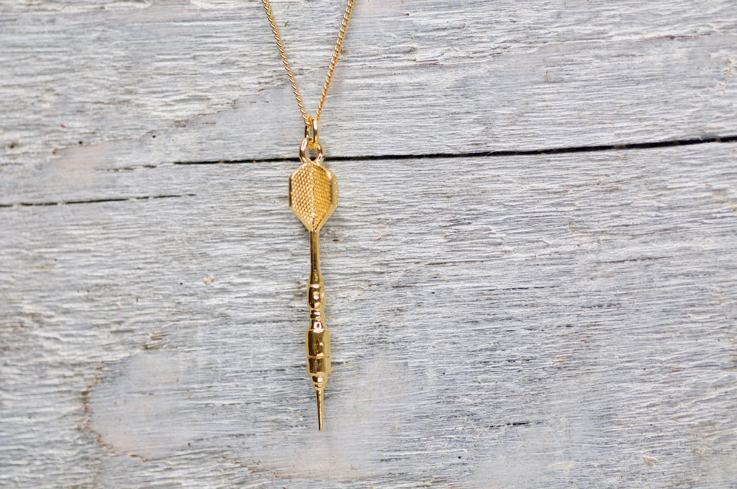 3D Dart Charm Necklace 24k, Dart Pendant Necklace, Gift for Boyfriend, Husband Gift, Geek Jewelry, Birthday Gift for Him Best Friend Gfit