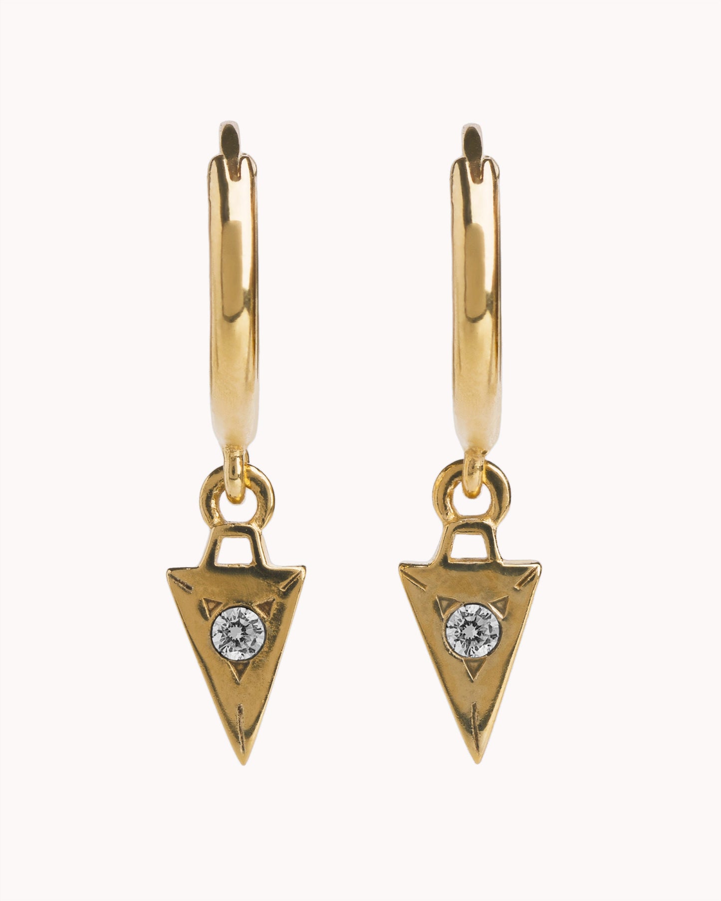 Tiny Zirconia Hoop Earrings Silver Triangle Pendulum Charm Huggie Earrings Sterling Silver Modern Jewelry Tiny Dainty Hoops - MHP011