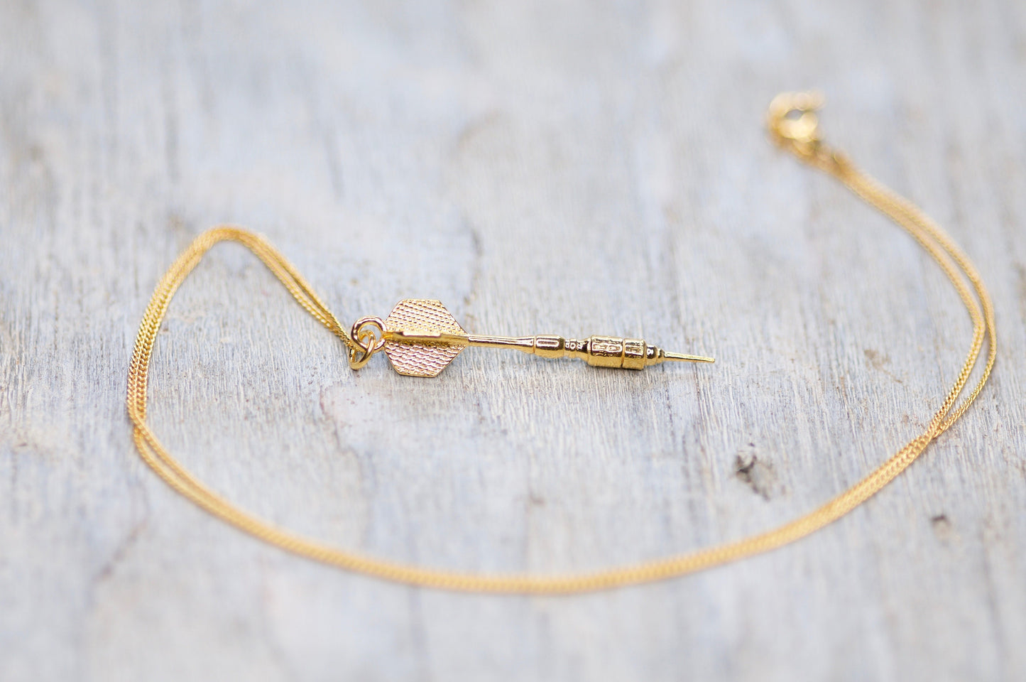 3D Dart Charm Necklace 24k, Dart Pendant Necklace, Gift for Boyfriend, Husband Gift, Geek Jewelry, Birthday Gift for Him Best Friend Gfit