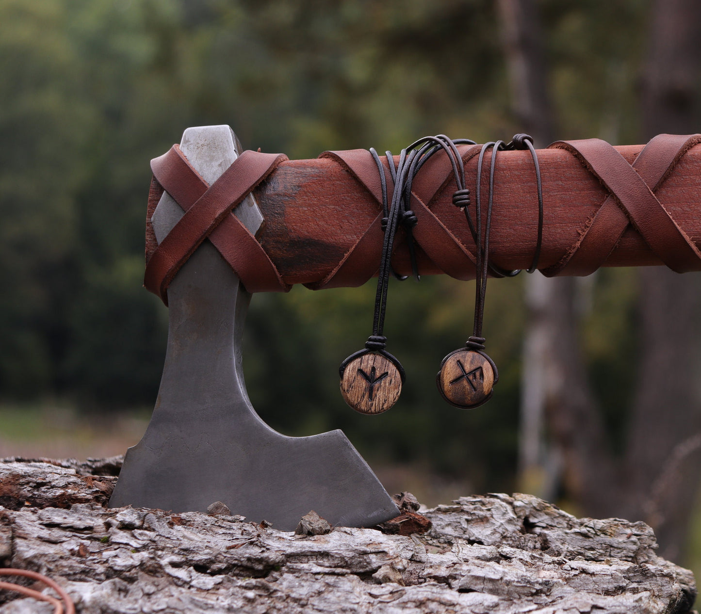Love Rune Pendant, Viking Necklace, Love Gift Viking Jewelry, Personalized Unisex Wood Necklace
