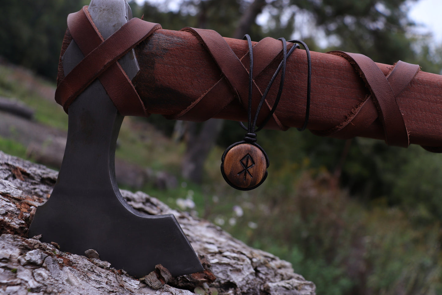 Love Rune Pendant, Viking Necklace, Love Gift Viking Jewelry, Personalized Unisex Wood Necklace