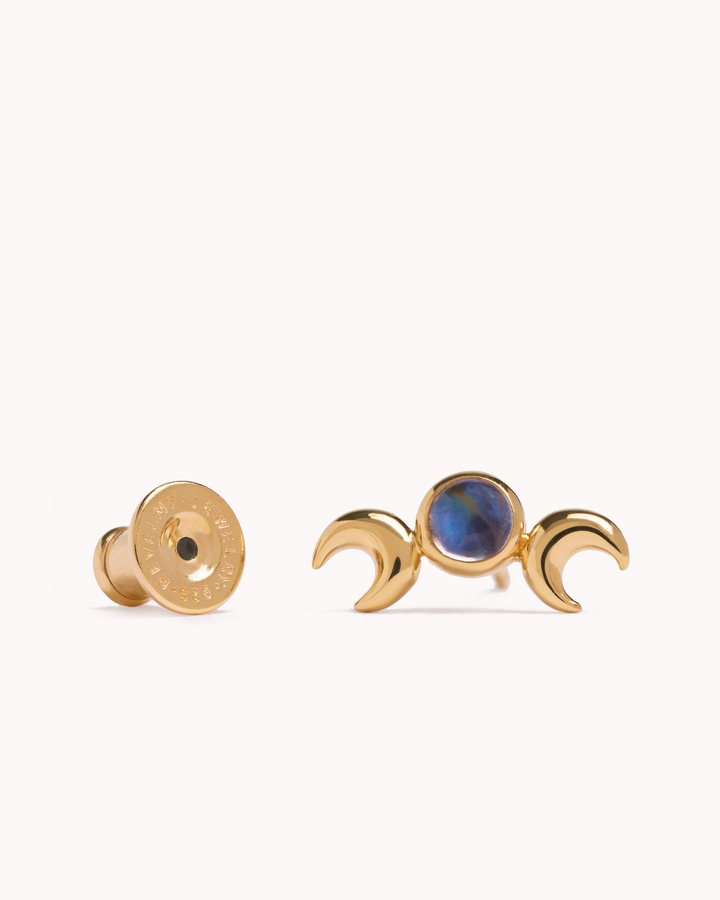Hecate Symbol Earring • Goddess of Witchcraft and Magic Jewelry • Twin Moons Helix Earring • Moonstone Cartilage Silver Piercing - CRT004