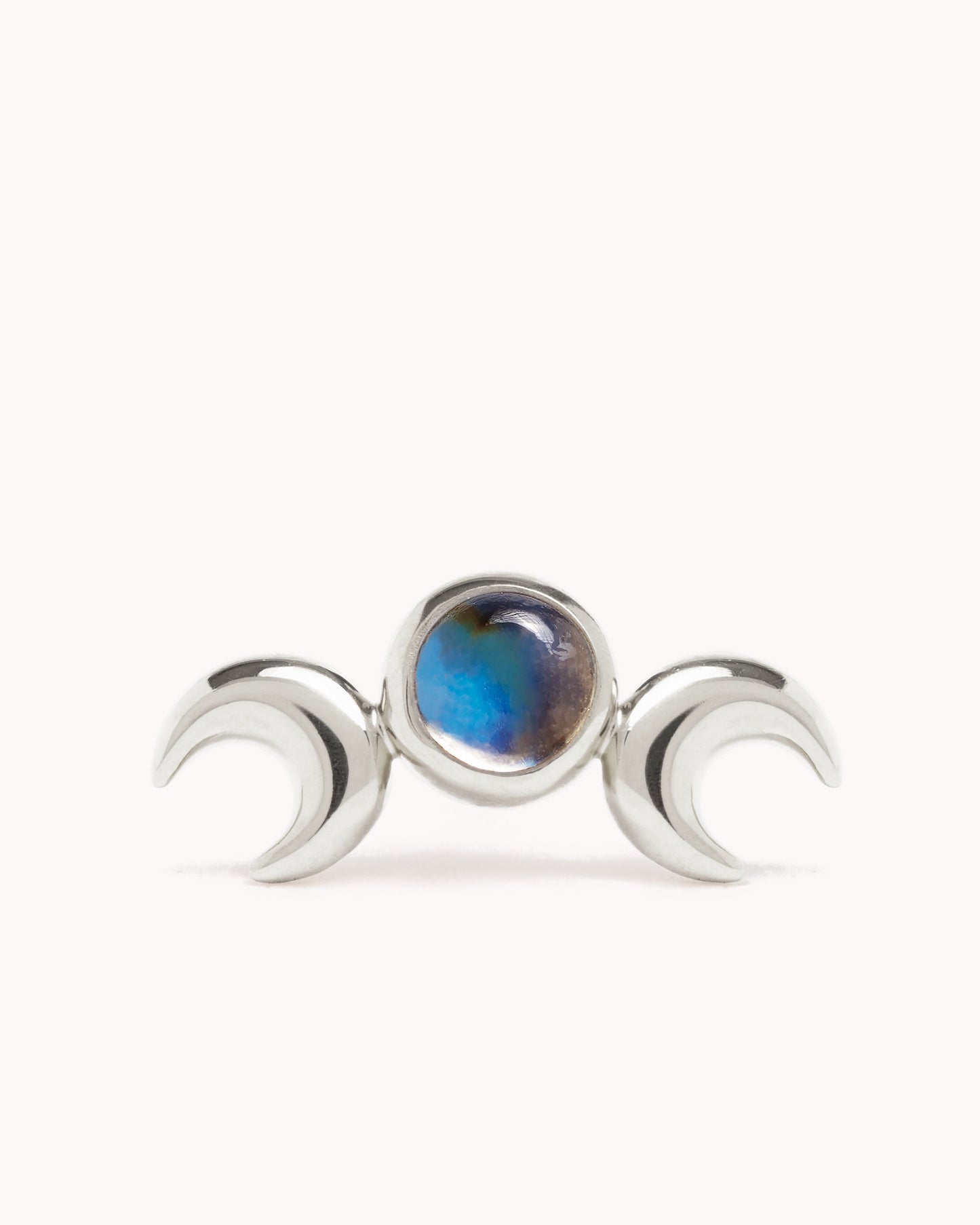 Hecate Symbol Earring • Goddess of Witchcraft and Magic Jewelry • Twin Moons Helix Earring • Moonstone Cartilage Silver Piercing - CRT004