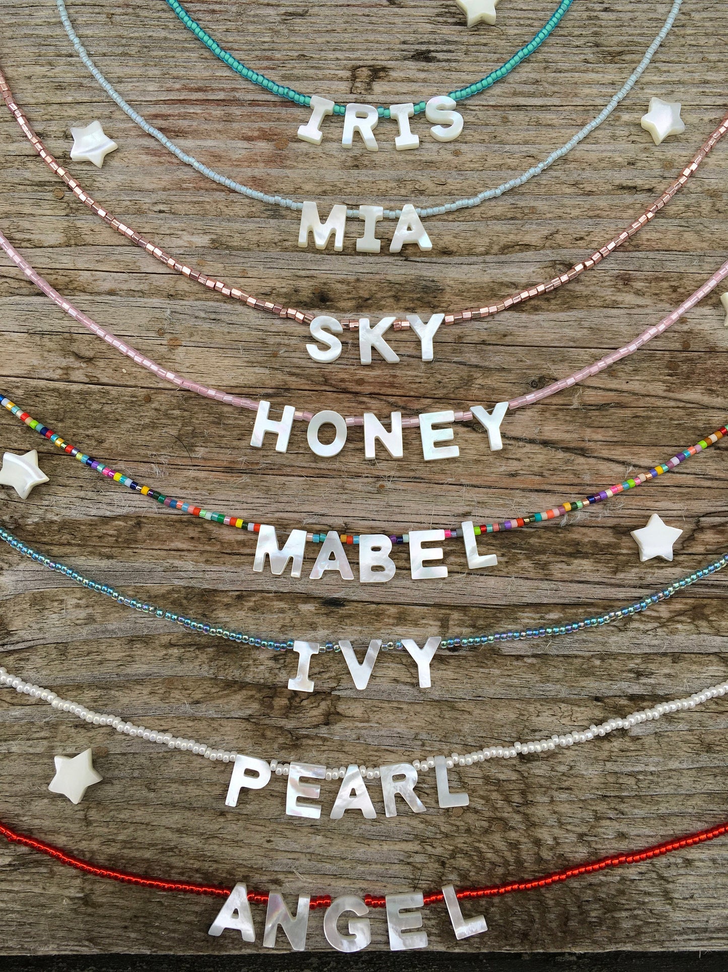Genuine Delicate Mother of Pearl Letter Name Necklaces