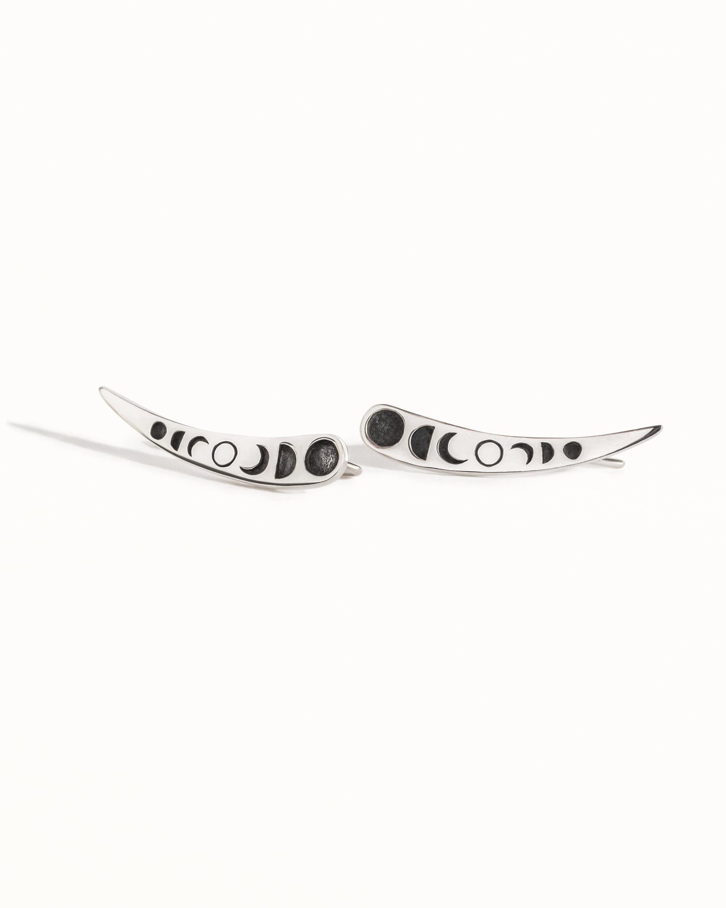 Moon Phases Ear Climber Silver Celestial Earrings Ear Crawler Earrings Modern Jewelry Bohemian Crescent Moon Ear Cuff Gift For Her - FES030
