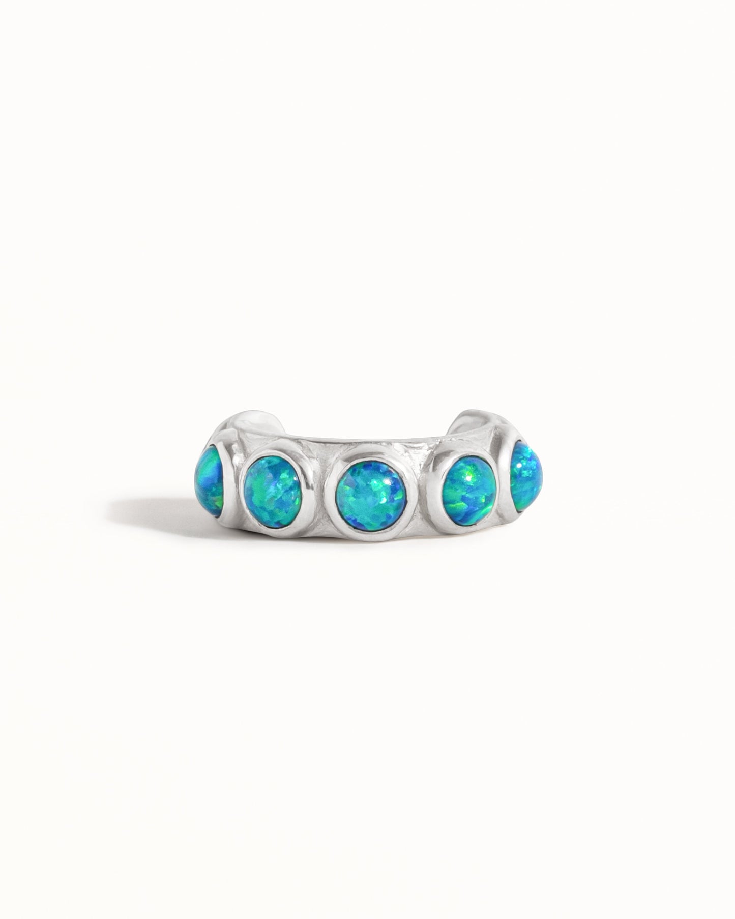 Sterling Silver Ear Cuff Earring Blue Opal Stones Inlay Ear Wrap Earrings Modern Jewelry Gift for Her - ECU009