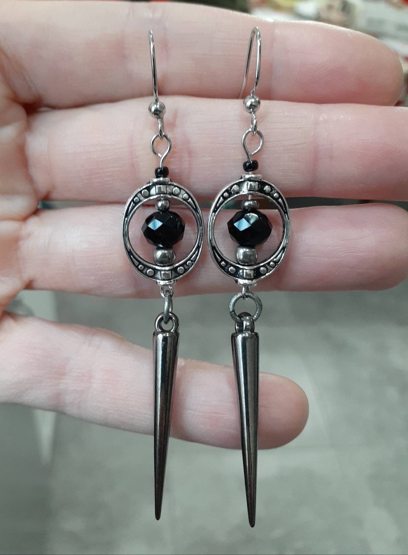 Gunmetal Gothic Spike Earrings, Spike Earrings, Trad Goth, Copper Spike Earrings