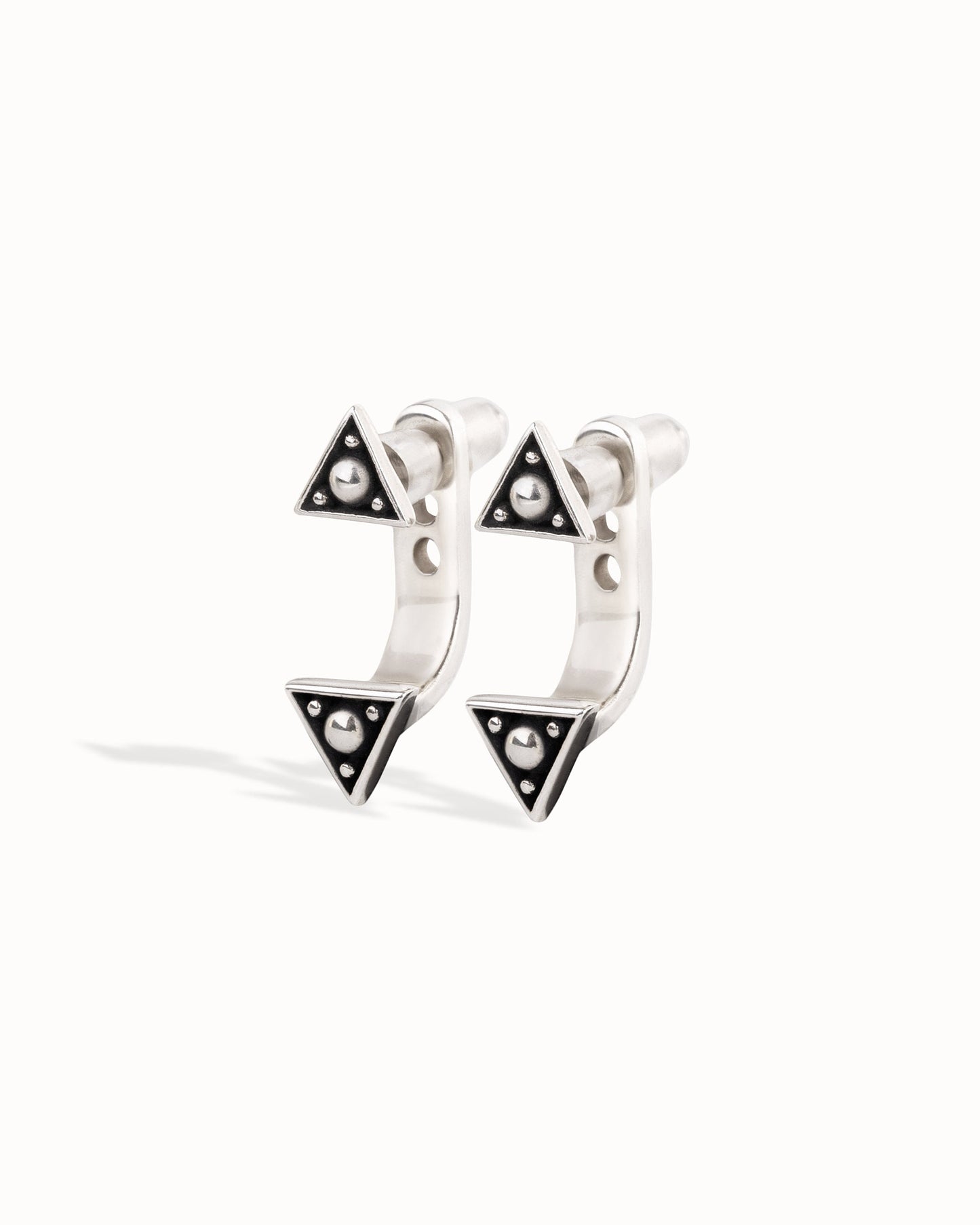 Sterling Silver Triangle Ear Jacket Earrings Ear Cuff Earrings Modern Jewelry Gift for Her - JKT007SSO