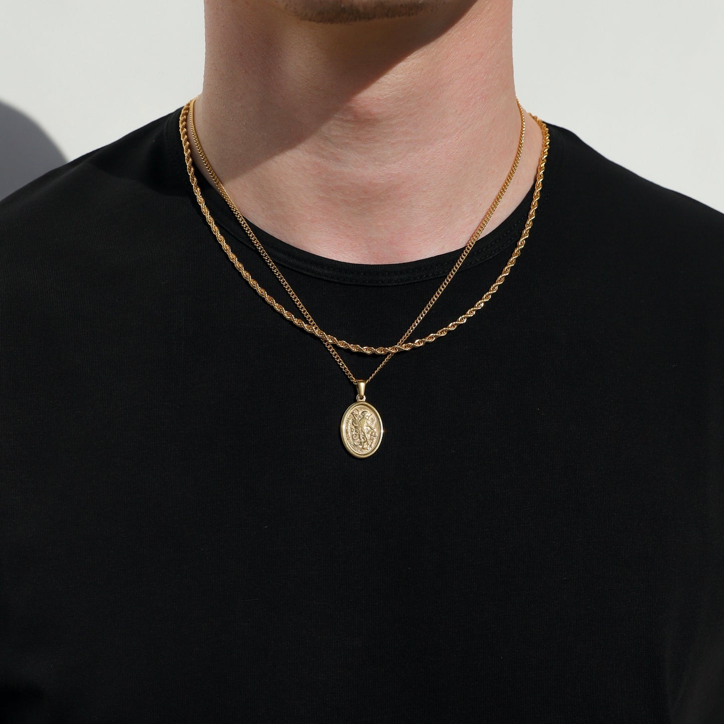 18k Gold St Michael Pendant Saint Michael Medal Man Pendant Man Necklace for Men Pendant for Men Gold Man Necklace Gift Mans Gift For Dad
