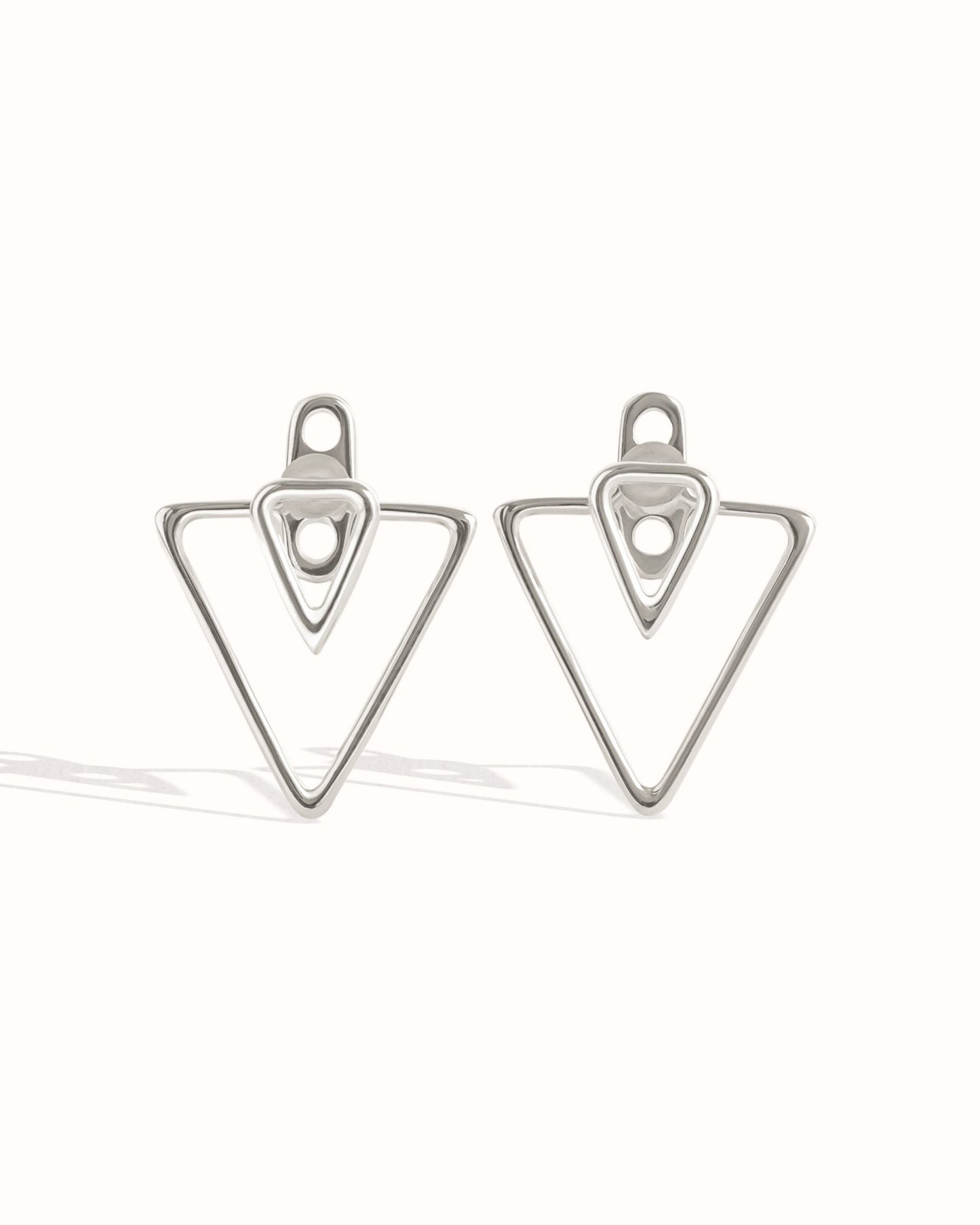Triangle Ear Jacket Earring · Sterling Silver Geometric Earrings · Triangle Studs · Minimalist Jewelry · Gift for Her - JKT011