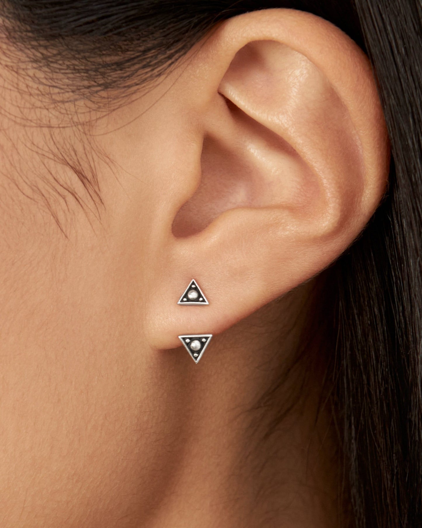 Sterling Silver Triangle Ear Jacket Earrings Ear Cuff Earrings Modern Jewelry Gift for Her - JKT007SSO
