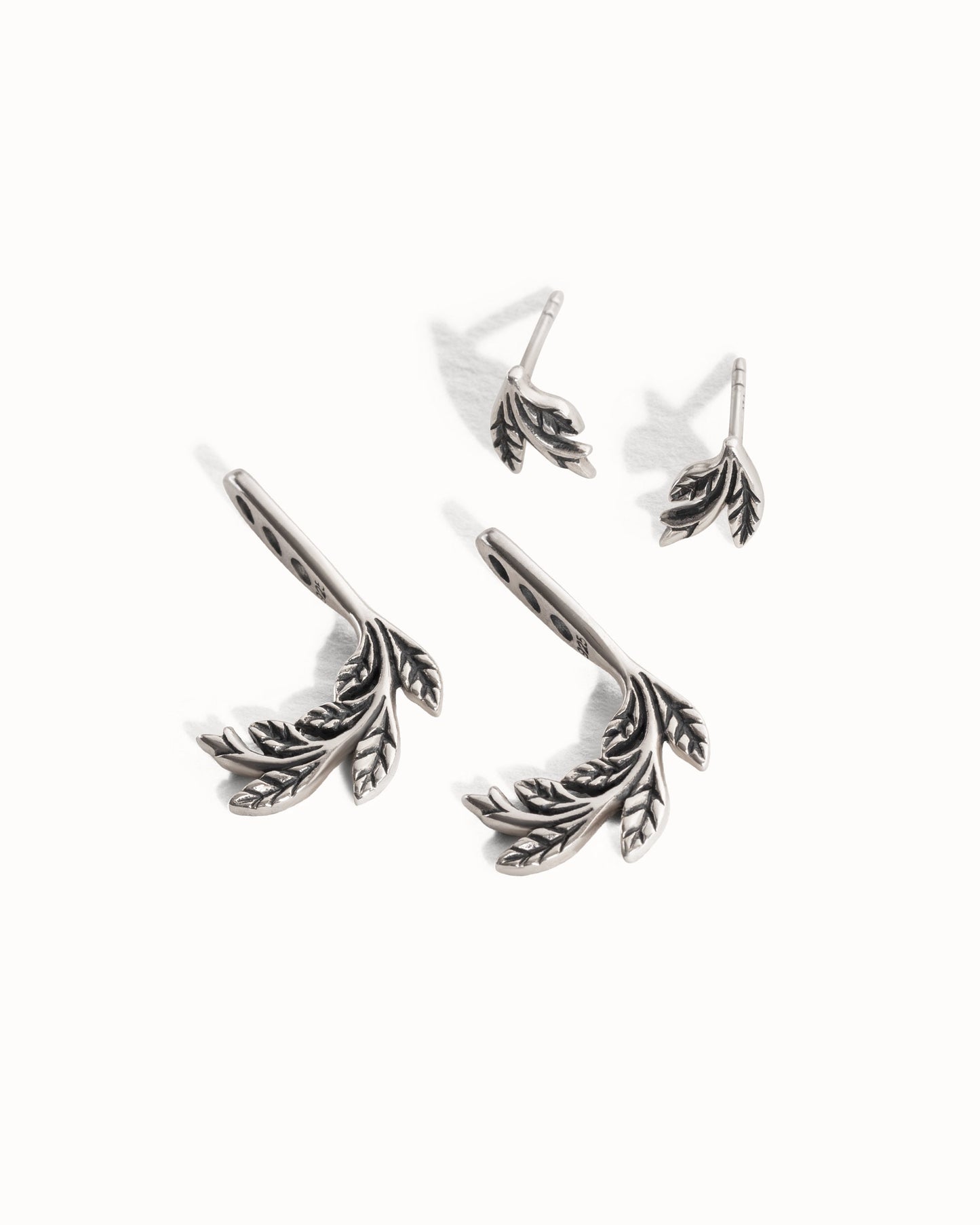 Leaf & Flower Earrings Ear Jacket · Dark Naturalism Ear Cuff Earrings · Flower Dangle Earrings · Lotus Flower Jewelry Gift for Her - JKT005